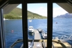 Sørheim Brygge Ferienhaus: Blick auf den Fjord und Bootssteg